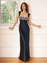 Stain Strap Patchwork Solid Maxi Dress