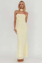Truth Be Told Reverse Halter Maxi Dress Butter