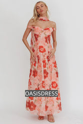 Kaycee Drop Waist Maxi Dress Floral Red