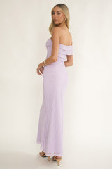 Gala One-Shoulder Textured Maxi Dress Lilac