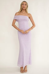 Gala One-Shoulder Textured Maxi Dress Lilac