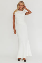 Zarae Cap Sleeve Surplice Back Maxi Dress White