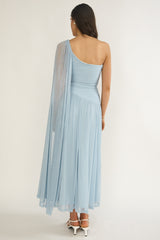 Zorina One-Shoulder Drape Maxi Dress Blue