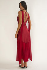 Veyla Shoulder Sash Maxi Dress Wine