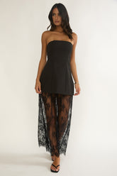 Talina Strapless Two-Piece Lace Skort Set Black