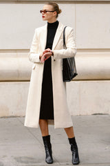Remi-Ivory Single Breasted Long Coat