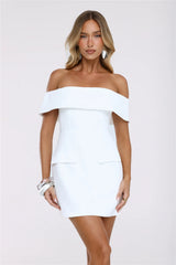 Tailored Allure Off Shoulder Mini Dress White
