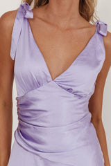 Aquila Tied Shoulder High-Low Hem Dress Lilac