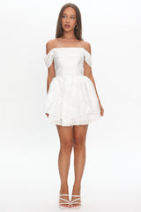 Lusting Off Shoulder Mini Dress White