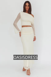 Alivya Ruched Side Maxi Skirt Butter