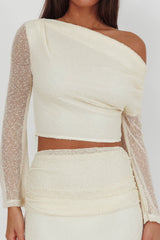 Alivya Asymmetric Shoulder Crop Top Butter