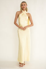 Alvara Crossover Halterneck Maxi Dress Butter