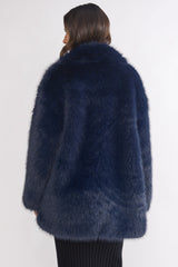 Rilani Faux Fur Pocket Coat Navy