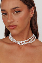 Roxanne Three Strand Baroque Necklace Pearl