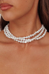 Roxanne Three Strand Baroque Necklace Pearl