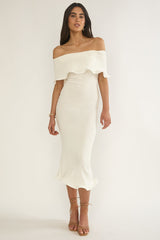 Rayna Off-Shoulder Midi Dress Ivory