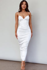 Seraya Lace-Up Back Dress White