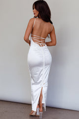 Seraya Lace-Up Back Dress White