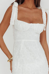 Cupid Tied Shoulder Embellished Midi Dress White