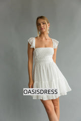 Aimee Flutter Sleeve Open Back Mini Dress