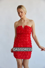 Angelia Strapless Rose Bodycon Mini Dress