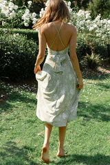 Linka Cami Strap Midi Dress Floral Print Avocado