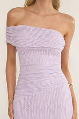 Gala One-Shoulder Textured Maxi Dress Lilac