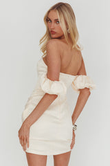 Everly Off-Shoulder Drape Mini Dress Cream
