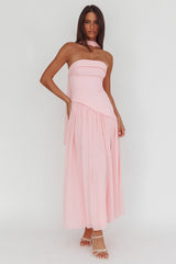 Mariabella Asymmetric Bodice Maxi Dress Pink