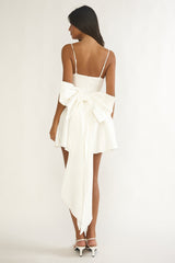 Wilder Oversized Back Bow Mini Dress White