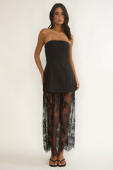 Talina Strapless Two-Piece Lace Skort Set Black