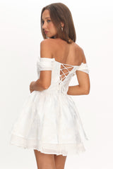 Lusting Off Shoulder Mini Dress White