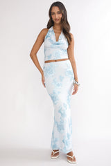 Golden Hours Maxi Skirt Embellished Light Blue