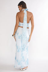 Golden Hours Maxi Skirt Embellished Light Blue