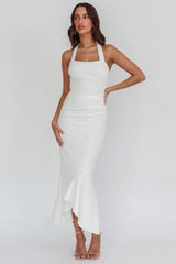 Fire Of Stars Halterneck Midi Dress White