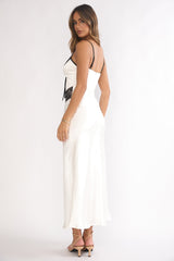 Luna Dolce Lace Trim Tie Maxi Dress Oyster