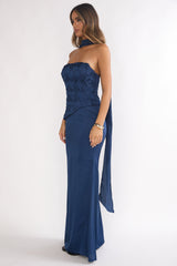 Veradis Strapless Scarf Maxi Dress Navy