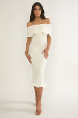 Rayna Off-Shoulder Midi Dress Ivory