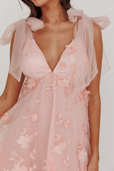 Chantilly Tied Shoulder Maxi Dress Blush