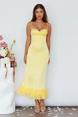 Buona Sera Hem Decoration Midi Dress Lemon