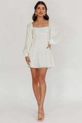 Chamberlain Balloon Sleeves Mini Dress White