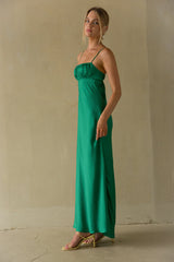 Adelai Open Back Satin Maxi Dress