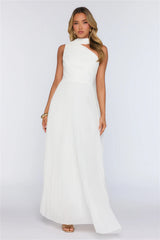 Rosy Romance One Shoulder Maxi Dress White